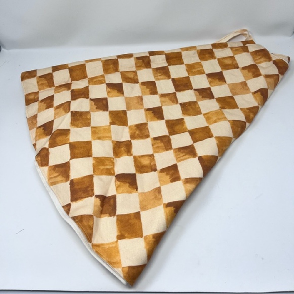 Shannon Retseck Studio Christmas Gold Checkboard Print Tree Skirt | Like New